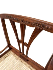 Art Nouveau Armchair with Wicker Seat by H.P. Mutters & Zoon, 1900s